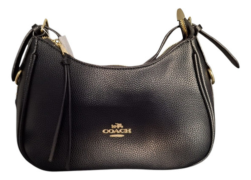 Bolso De Mano Ajustable Mujer Elegancia Hobo Juvenil Negro Lisa Oro Negro