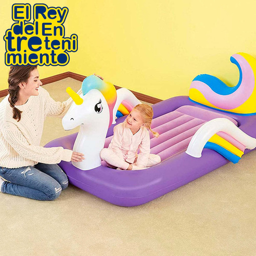 Imagen 7 de 7 de Colchón Inflable Bestway 1p Unicornio Niños P/camping El Rey