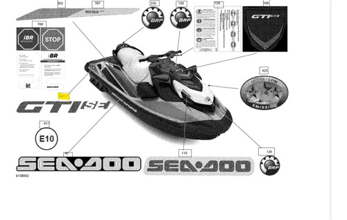 Adesivo Lateral Traseiro Seadoo Gti 2022 / 2023 219905906