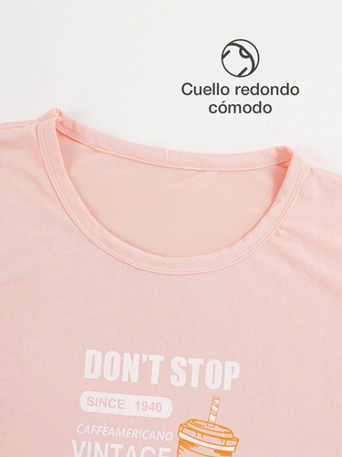 2pzs Conjunto De Pijama Casual Manga Larga Estampado Mujer