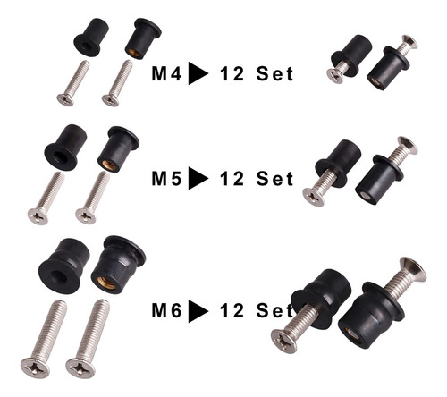 36 Pares De Tuercas De Neopreno M4/m5/m6 Con Acero Inoxidabl
