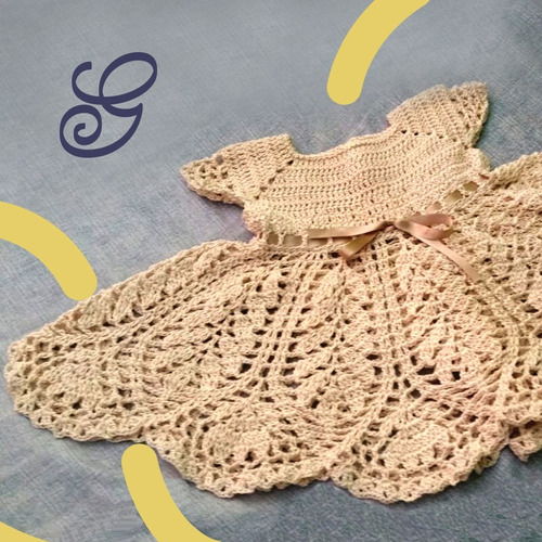 Vestido Para Bebé - A Crochet - De 0 A 9 Meses
