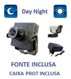 Mini  Camera Ccd Sony 1000 Linhas + Fonte + Caixa De Prot