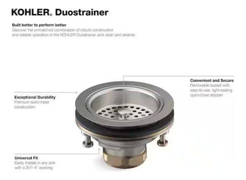 Kohler Colador Fregadero De 4-1/2 Pulgadas Acero Inoxidable