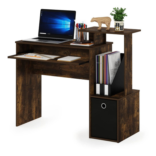 Escritorio De Madera Rectangular Con 3 Cajones Color Marron