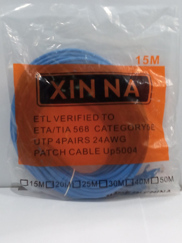 Patch Cord Nivel 5e 15mt 4pares 24 Awg Otiesca