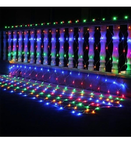 Cortina - Red Varios Efectos 220 Luces Led Navidad 2x2m Azul