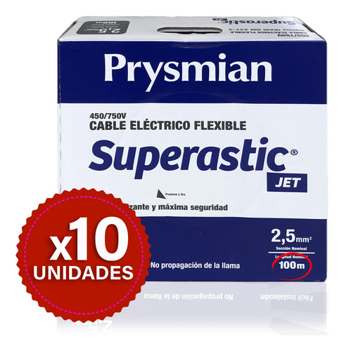 Cable 2.5mm Unipolar Pirelli Prysmian X10 Cajas De 100mts