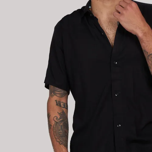 Camisa lino negra sale