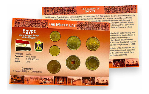 Set De 7 Monedas De Egipto Del Continente Africano (Usado)