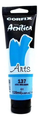 Tinta Acrílica Corfix Arts 120ml Azul Brilhante 137 Gr 1