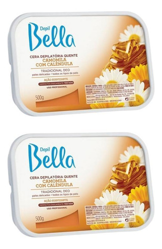 Depilatorio Depil Bella Cera 500g Camomila - Kit Com 2un