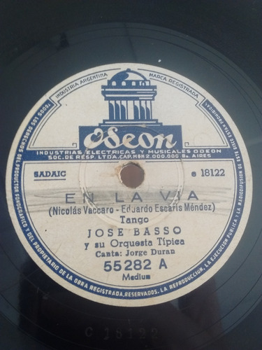 Jose Basso Jorge Duran Oscar Ferrari Disco Pasta Odeon C25