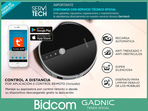 Aspiradora Robot Gadnic Clean Mate Inteligente Control