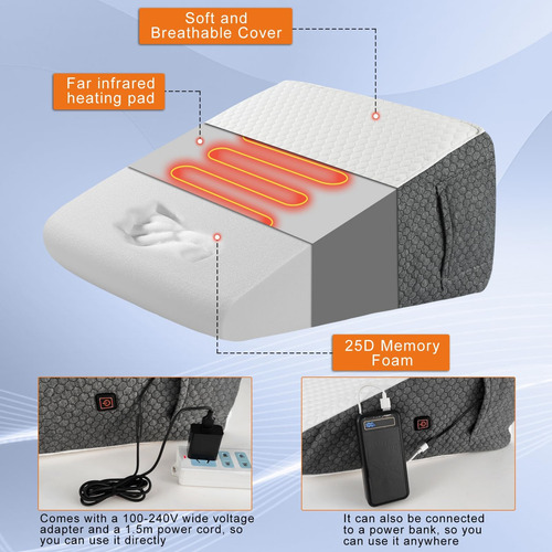 Hyphessada Almohada De Cuña Calentada Para Dormir, Cabecera