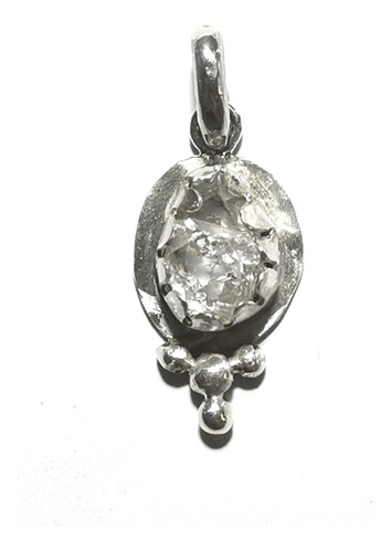 Dije De Plata Diamante Herkimer Pieza De Colección Drusa 