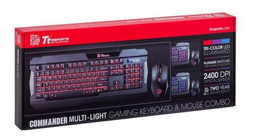 Combo Gamer Thermaltake Commander Multilight Rgb 2400 Dpi Color del teclado Negro