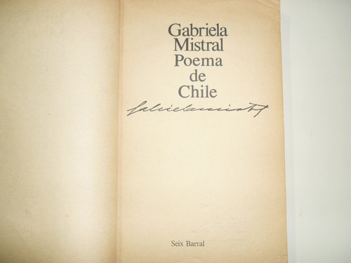 Libro Poema De Chile. Gabriela Mistral. Usado. (Usado)