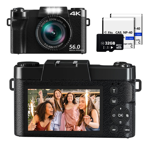 Saneen Camara Digital 4k 56mp Para Fotografia Video Compacta