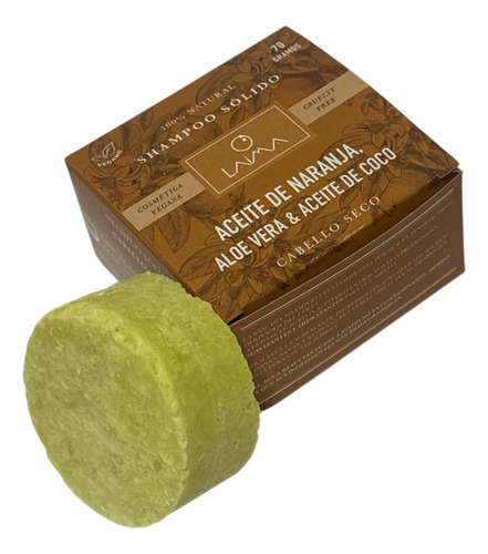 Shampoo Solido Natural Vegano Naranja Cabello Seco 70g Laima