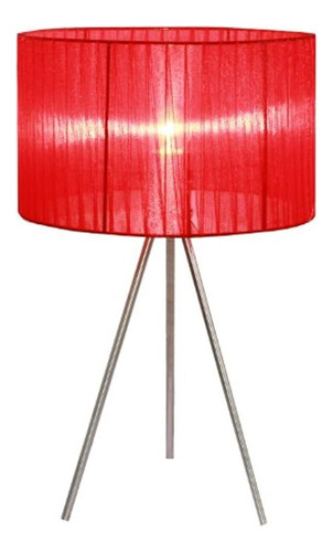 Diseños Simples Lt2006-red Lámpara De Mesa Con Trípode Plisa