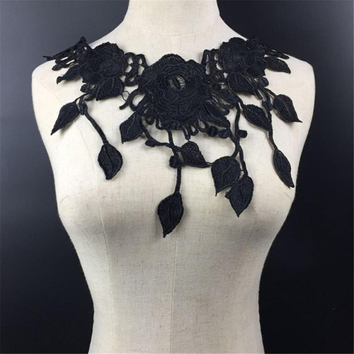L 3 Piezas Apliques Encaje Cuello Escote Ajuste Para Mujeres