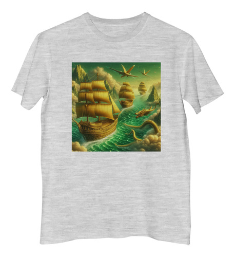 Remera Hombre Barcos De Oro, Aviones Y Dragones M2