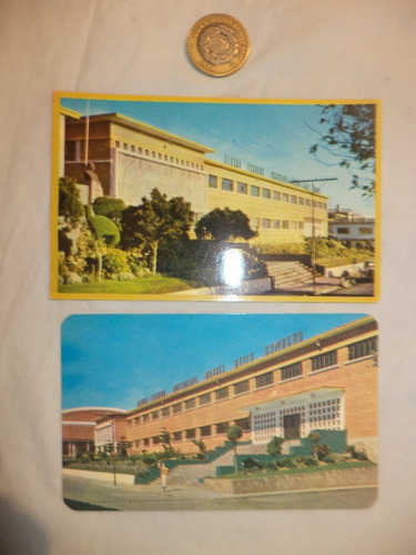 2 Antiguas (c. 1955) Postales Centro Escolar Teziutlán (Usado)