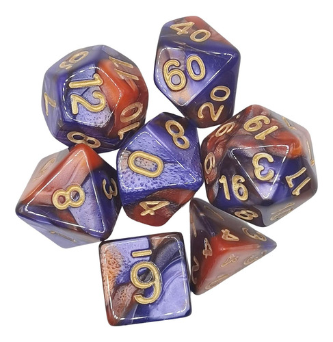 4 Juego De Dados Poliédricos Coloridos De 7 Piezas Durable