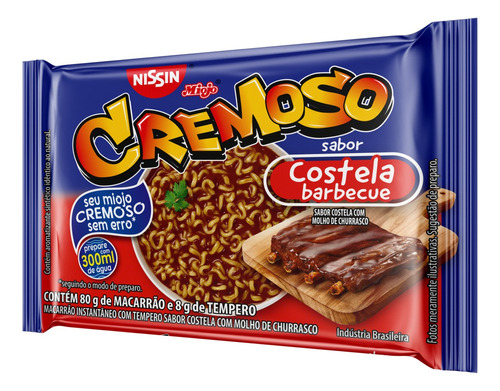 Macarrão Instantâneo Costela Barbecue Nissin Miojo Cremoso Pacote 88g