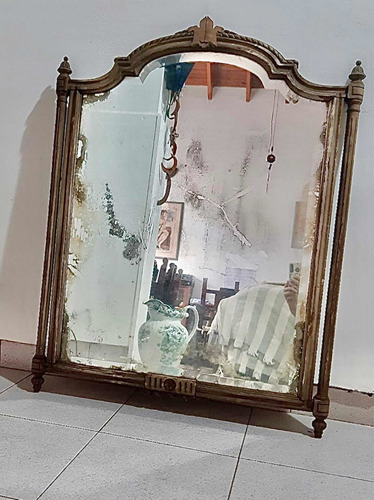 Imagen 1 de 7 de Antiquísimo Espejo Biselado Marco De Madera 83 X 70 Cm