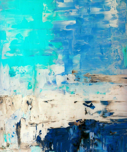 Cuadro Canvas Fine Art Abstracto Turquesa Y Azul 80x120 Myc