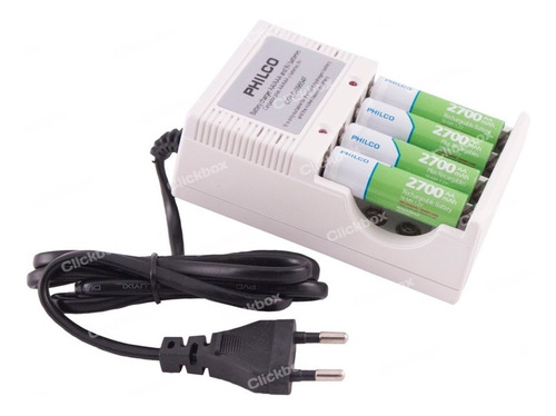 Imagen 3 de 8 de Cargador Philco Aa Aaa Batería 9v Incluye 4 Pilas Clickbox