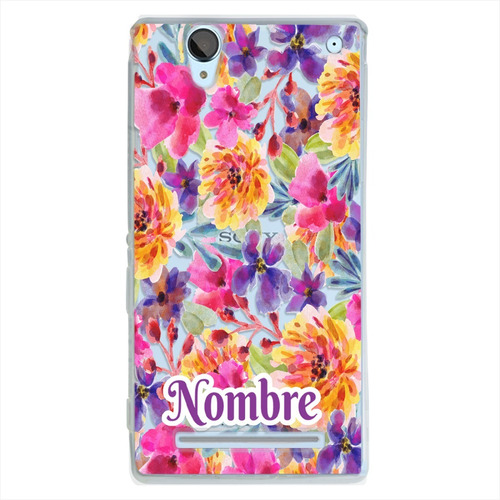 Funda Sony Xperia Rosas Flores Personalizada Con Tu Nombre