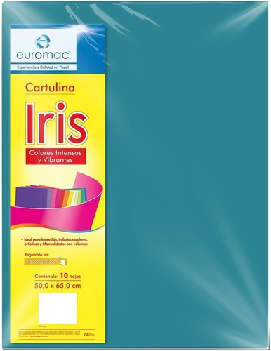 Cartulina Euromac Ei0038 Iris Azul Turq 50x65cm C/10 /vc