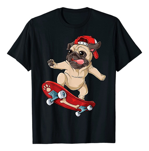 Pug Skateboard Tees Perro Cachorro Skater Skateboarding T-sh