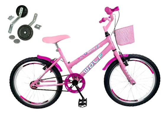 Bicicleta Infantil Aro 20 Feminina + Aro Aero + Cesta + Rod