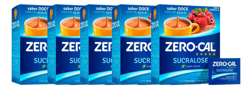 Adoçante Zero-cal Pó Sucralose C/50 Envelopes Kit 5