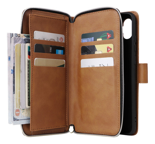 Cz Funda Cuero Tipo Billetera Con Ranura For Tarjetas Y Cremallera For Samsung Galaxy