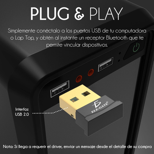 Adaptador Mini Bluetooth Usb 2.0 10 Mts Plug And Play Win10
