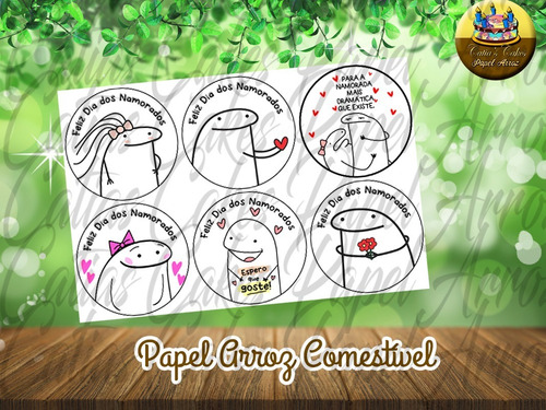 Imagem 3 de 5 de Kit 30 Papel Arroz Bento Cake Bolo Flork Dia Dos Namorados