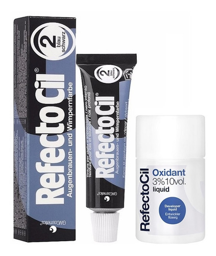 Imagem 1 de 8 de Kit Refectocil 1 Tinta + 1 Oxidante N°2 Preto Azulado