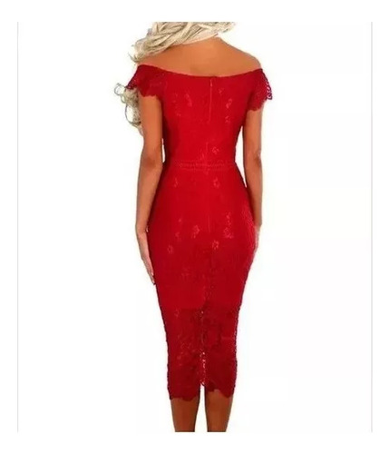 Vestido De Mujer Elegante Con Cuello En V Y Encaje Ajustado