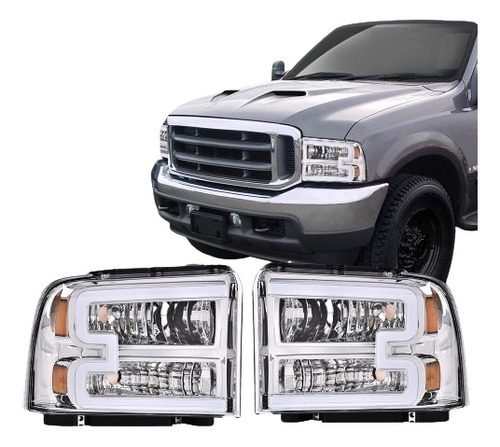 Faros Delanteros Led Negros F250 F350 Super Duty 2005-07