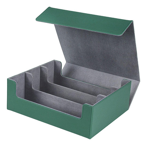 Caixa De Armazenamento De Cartas Verde Forrado Em Cinza