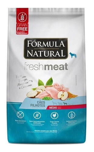 Ração Fresh Meat Cães Filhote Médio 1kg Fórmula Natural