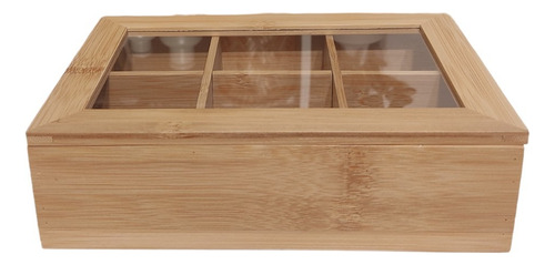 Caja De Té 6 Divisiones Madera Bamboo