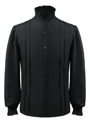 Elegante Manga Larga Con Cuello Alto Y Botones De Encaje Par