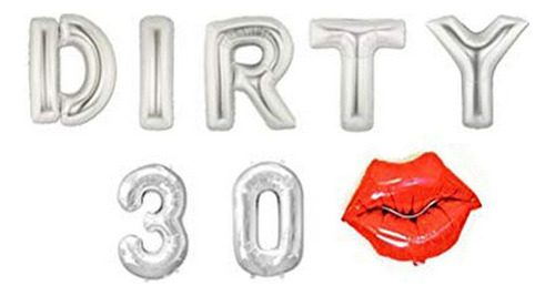 Annodeel Dirty 30 Globos De Papel De Aluminio, 16 Pulgadas, 