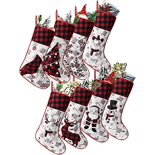 Stockings Personalizados Cuadros Navideños Santa Claus
